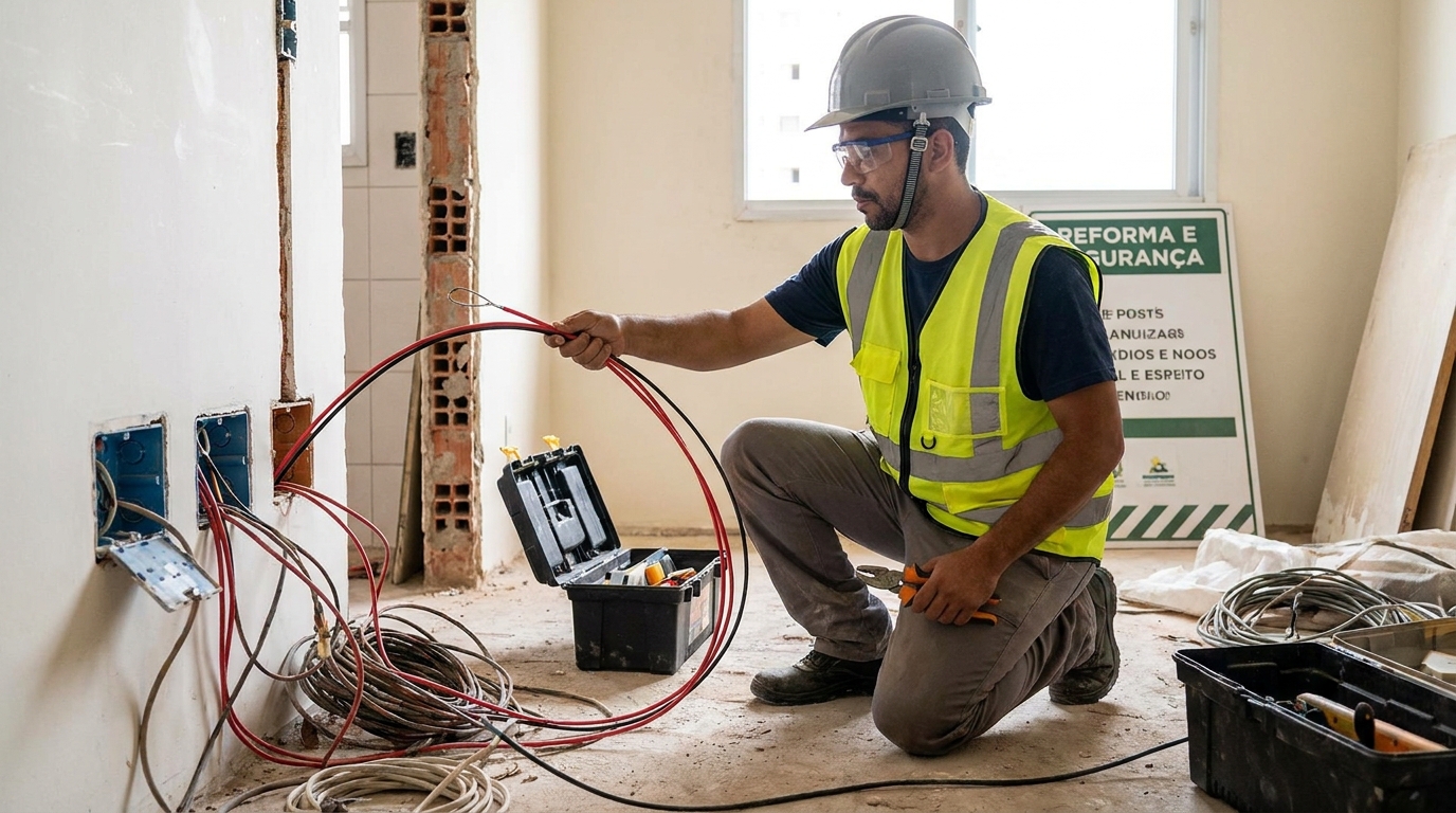 Substituição de fios antigos em Jundiaí‑SP